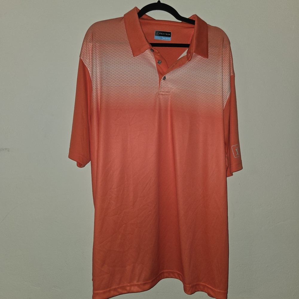 PGA Tour Adult XXL Mens Bright Striped Short Sleeve Polo